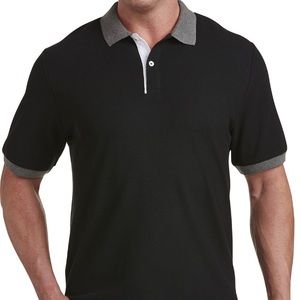 Harbor Bay Black Gray White Contrast Polo Shirt